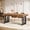 Rustic Brown and Black, variant on Finmind 63-inch Dining Table for 4-6, Modern Kitchen Table with Faux Marble Tabletop and Geometric Legs, White and Gold