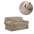 thumbnail image 3 of Mainstays Pixel 2-Piece Stretch Loveseat Slipcover, Sand Beige, 3 of 9
