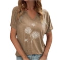 thumbnail image 1 of Birdeem Mode Décontractée pour Femmes Blouses à Manches Courtes Imprimées Col en V T-Shirts Hauts, 1 of 12