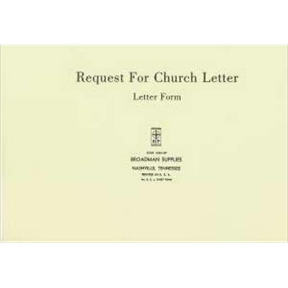 B & H Publishing Group 465275 Form Request For Church Letter No. Rcl