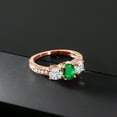 thumbnail image 3 of Gem Stone King 18K Rose Gold Plated Silver 3-Stone Ring Nano Emerald Moissanite(1.72 Cttw) (Size 9), 3 of 4