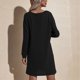 thumbnail image 3 of Vestido Corto De Punto, Elástico, Suelto, Cómodo, Sexy, Transpirable, De Poliéster, De Manga Larga, Para Ir De Compras, 3 of 6