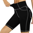 thumbnail image 2 of Weekly Sale! lcziwo Womens Biker Shorts High Waisted Tummy Control Yoga Shorts Stretch Athletic Running Gym Leggings with Pockets Black M, 2 of 7