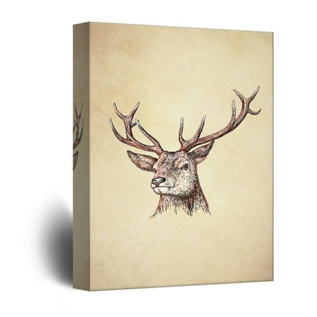 Wall26 Canvas Wall Art Watercolor Style Hand Drawn Deer