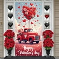 thumbnail image 3 of Red Truck Valentine's Day Banner Teddy Bear Love Display Pink Roses Cherry Blossom Romantic Backdrop for Valentine's Day Party Romantic Date Photo Shoot, 3 of 9
