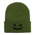 thumbnail image 4 of SYMOID Pumpkin Print Cuffed Knit Beanie,Acrylic Skull Cap,One Size Unisex Army Green Hats,Size Free Size, 4 of 5
