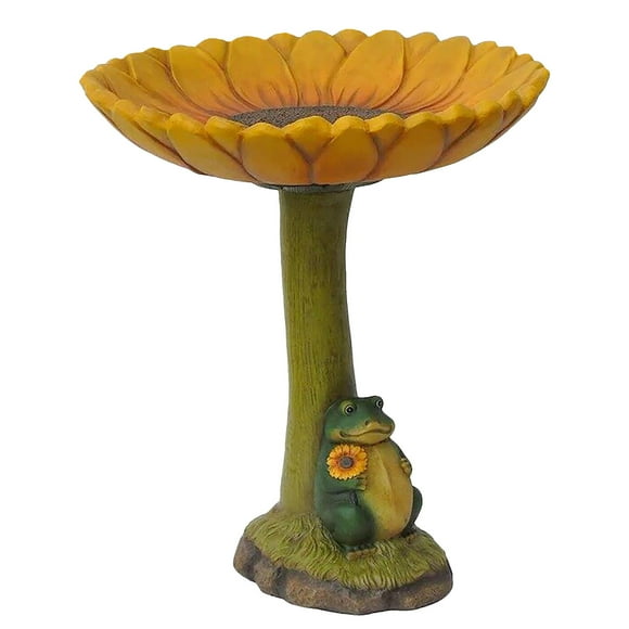 yulier Clearance Bird Bath Garden Decor Bird Feeder Resin Birdbath Animal Statue Cute Frog Sculpture Outdoor Garden Yard Patio Decor