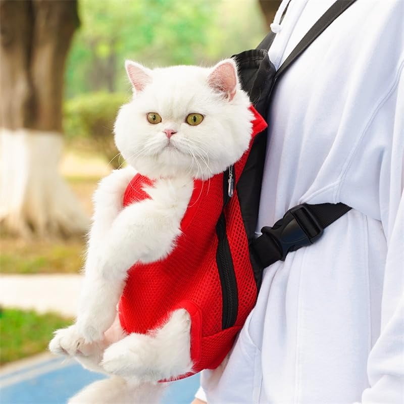 Pet Carrier Backpack - Adjustable Pet Front Cat Dog Carrier Backpack Travel Bag,Legs Out,Easy-Fit for Traveling Hiking Camping for Small Medium Dogs Cats Puppies. (Navy Blue, Small)