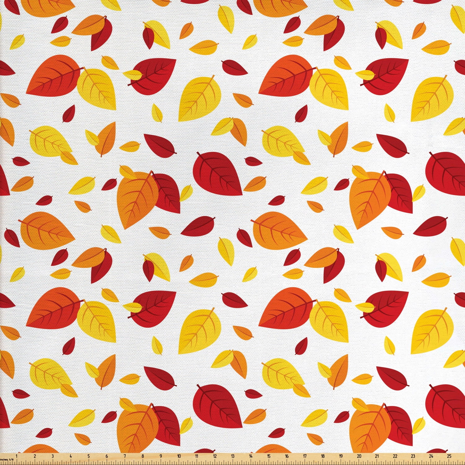 Leaf Fabric by The Yard, Colorful Fall Autumn Leaves on White