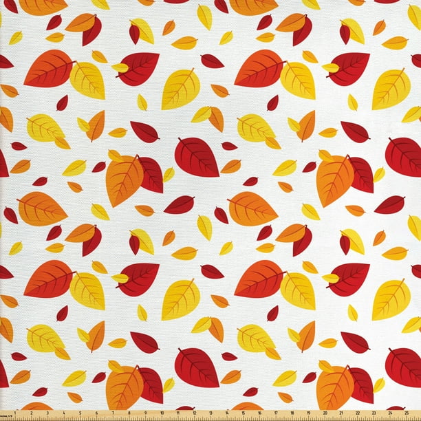 Leaf Upholstery Fabric by the Yard, Colorful Fall Autumn Leaves on