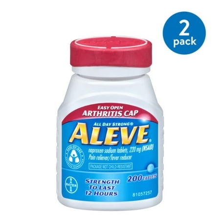 (2 Pack) Aleve Easy Open Arthritis Cap Pain Reliever/Fever Reducer Naproxen Sodium Tablets, 220 mg, 200 (Best Treatment For Gas Pain)