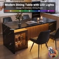 thumbnail image 5 of Hawsaiy 5 Piece Dining Table Set for 4, 63" Faux Marble Kitchen Table with LED Lights & Storage Cabinet and 4 Upholstered Dining Chairs, Modern Rectangular Dining Room Furniture Set, Black, 5 of 9
