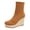 Brown, variant on Brown Ladies Versatile Slope Heel Boots Grass Woven Knitted Socks Winter Fashionable Casual Comfortable Ankle Boots
