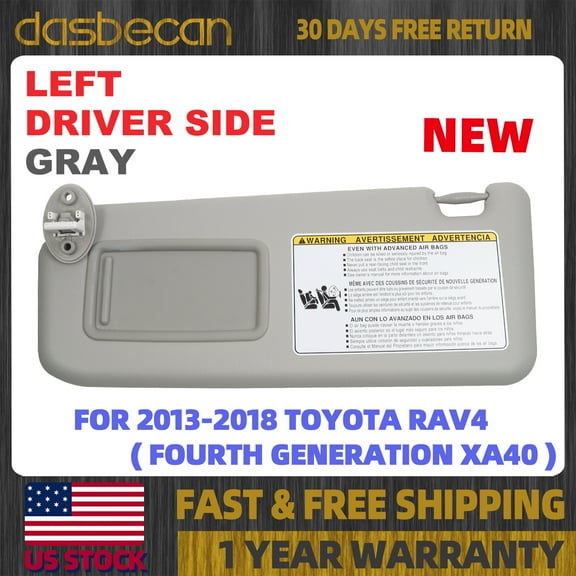 Dasbecan Left Driver Side Gray Sun Visor W/ extension Mirror for Toyota RAV4 2013-2018 #74320-42595-B1 74320-42594 74320-42593-B1 7432042592