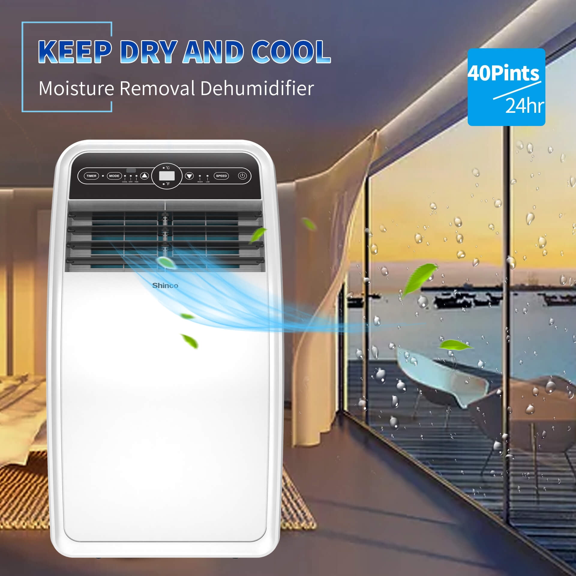Shinco 4350BTU SACC(8000BTU ASHRAE) 3 in 1 Portable Air Conditioner, Air Cooler with Remote Control / Window Kit