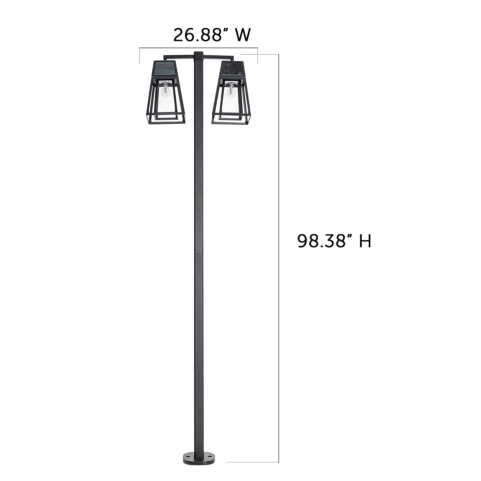Aria 98 in. 2-Light Black Aluminum Solar Outdoor Waterproof Post Light Set with Solar LED Light Bulb Included