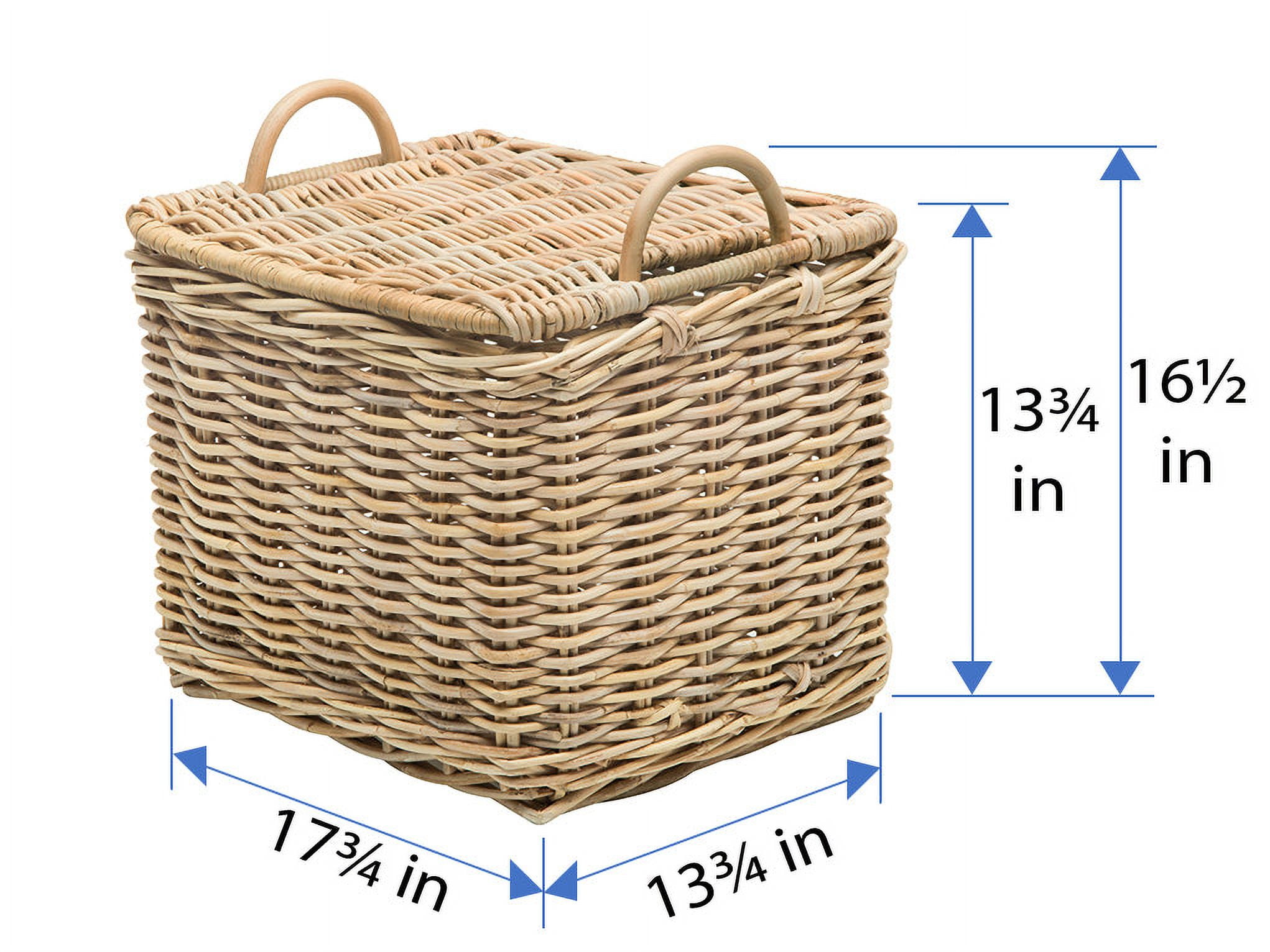 Kouboo Rattan Core Rectangular Storage Basket With Lid, Household Organizer Storage Box For Living Room, Dining Room, Natural, Large