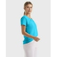 thumbnail image 2 of Hanes Women's Slub Jersey Shirred V-Neck T-Shirt Process Blue S, 2 of 5