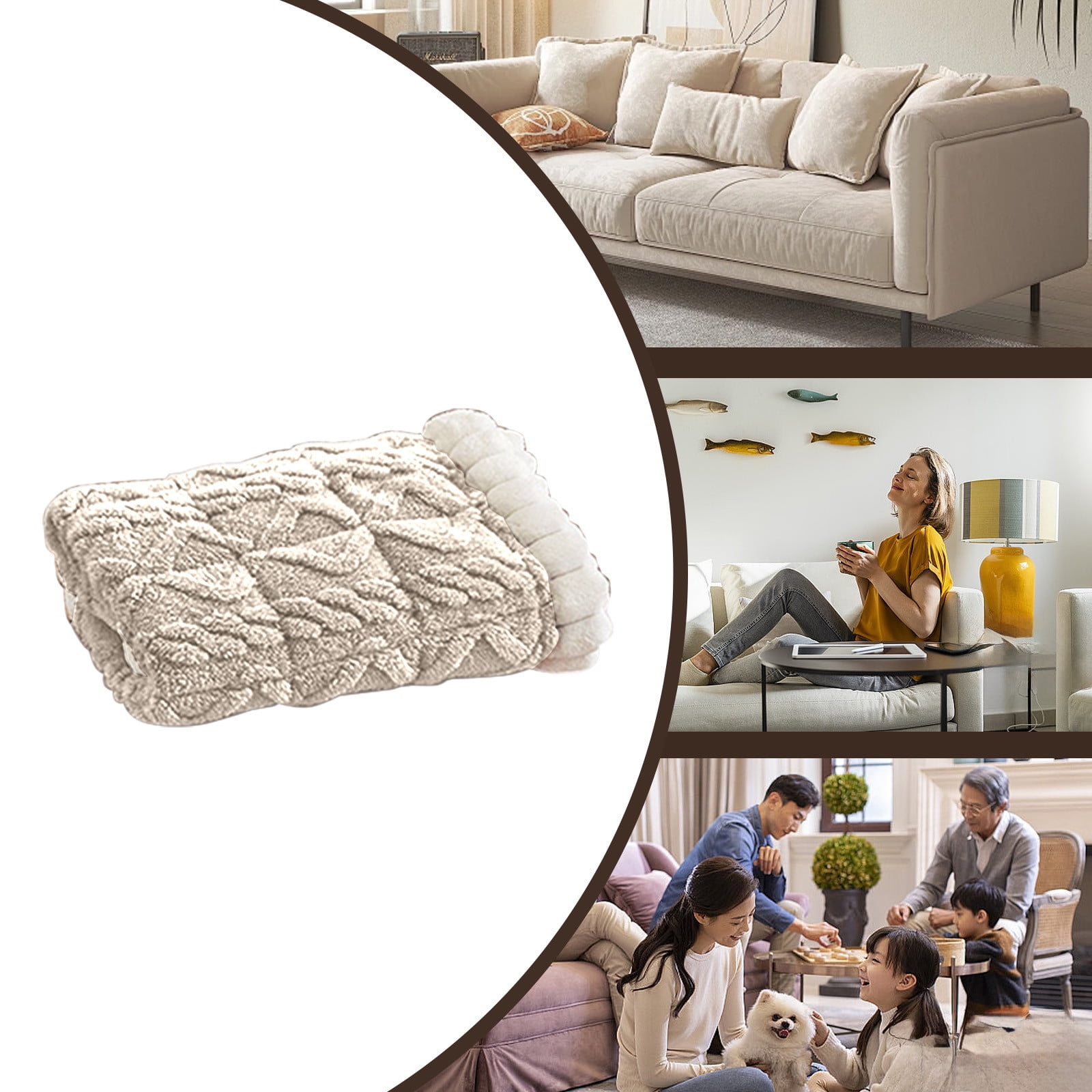 Btomtd Thickened Seat Cushion for Fall and Winter, Straight Sitting Sofa Cushion and Chair Pads with Firm Support, Comfortable Chair Cushions for Living Room, Size 59"x28", White