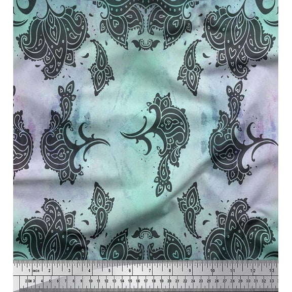 Soimoi Cotton Duck Fabric Artistic Paisley Fabric Prints by Yard 42 Inch Wide