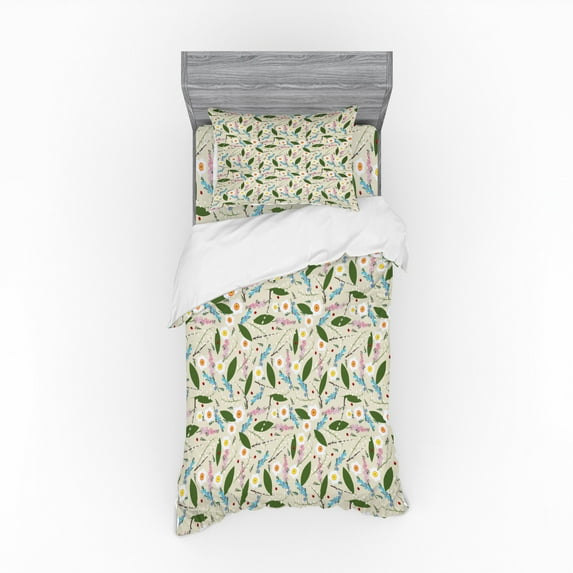 Ambesonne Spring Bedding Set 3 Pcs, Romantic Floral Concept, Twin XL, Multicolor