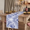 thumbnail image 2 of Polynesia Texture 70 Inch Table Runner, Vintage Traditional Tribe Floral Abstract Art Blue Farmhouse Dresser Scarf Cotton & Linen Tablerunner for Dining/Kitchen Island/Holiday Party Décor 13" x 70", 2 of 9