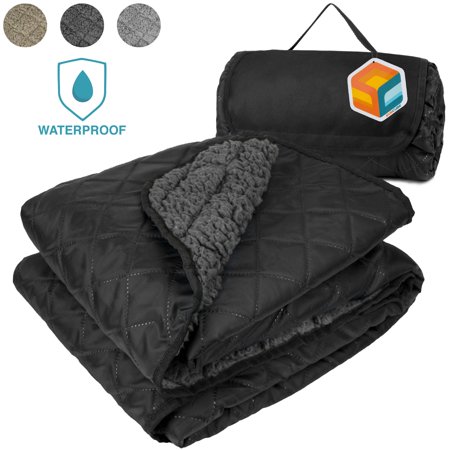 SUN CUBE Waterproof Stadium Blanket, Sherpa Fleece Picnic Blanket | Outdoor Blanket