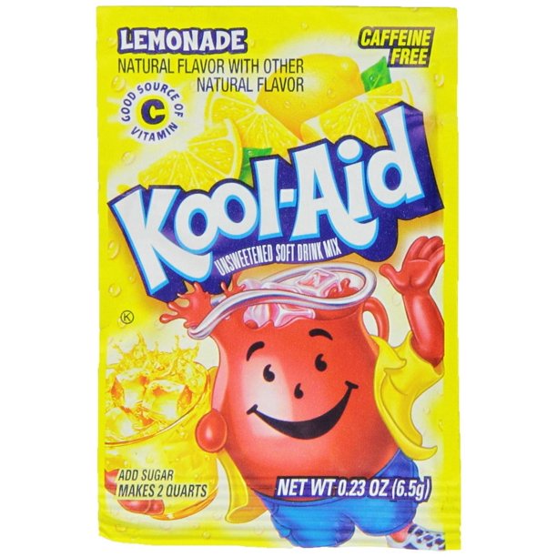192 PACKS KoolAid Lemonade Unsweetened Soft Drink Mix, 0.23Ounce