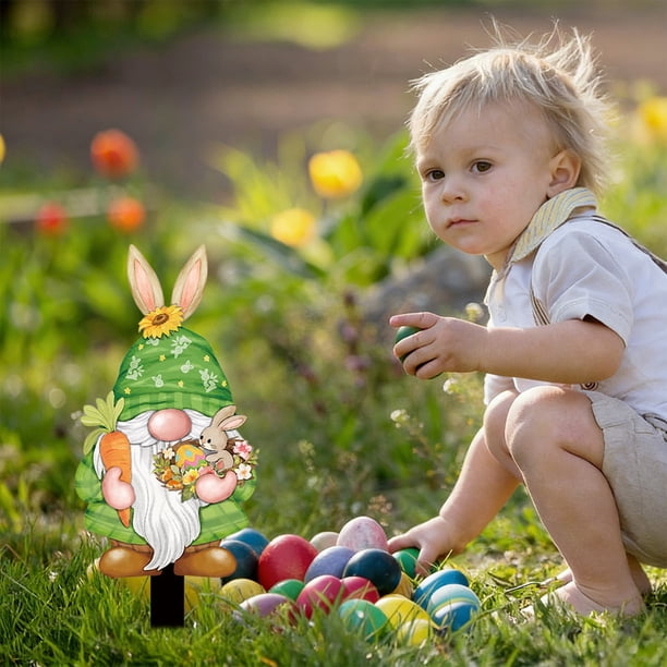 Uuiauoio Easter Decorations Outdoor, Cute Bunny Decorative Garden Stakes with Egg for Spring Decor, Easter Yard Sign for Home Outside Lawn Front Porch Lawn Backyard