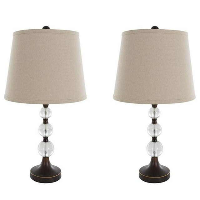 Lavish Home M100010 Table Lamps, Crystal Balls with Bronze - Set of 2