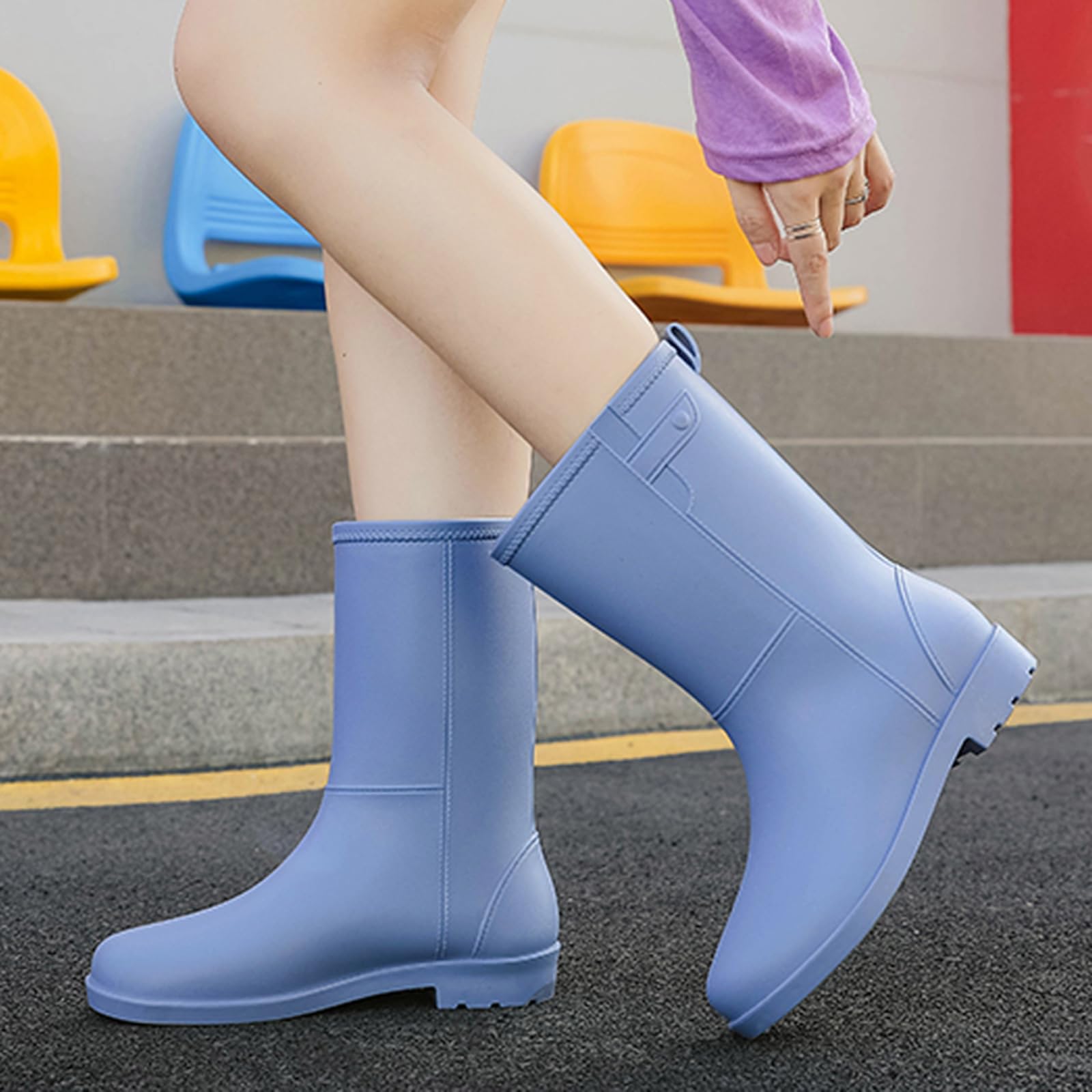 AUXDIQ Rain Shoes Women Mid-calf Boots Waterproof Rain Boots Outdoor Garden Shoes