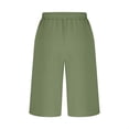 thumbnail image 5 of JSheng Womens Pants Plus Size Fashion Casual Solid Color Summer Cotton Capris Drawstring With Pockets Army Green XXL, 5 of 5