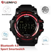 LEMFO EX16 Smart Watch Sports Bluetoot h 4.0 Waterproof Wristband Stopwatch IP67 Waterproof 5ATM Smartwatch + SMS/Call Notify/ Pedometer/Smart Alarm + 1 Year Battery (Fashion Red)