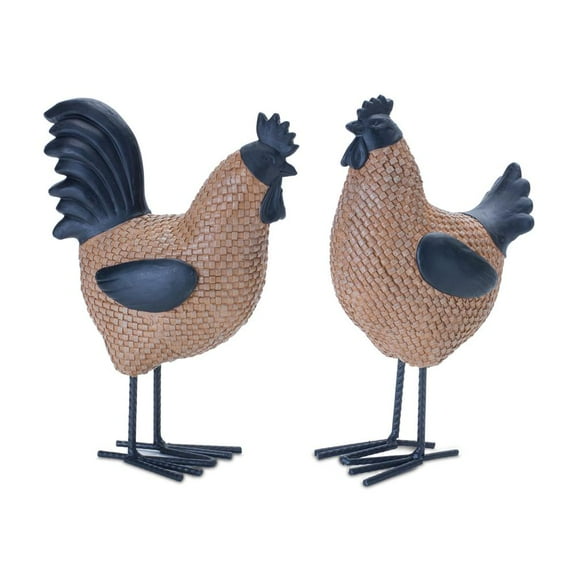 Melrose International LLC Hen and Rooster (Set of 2) 9"H Resin