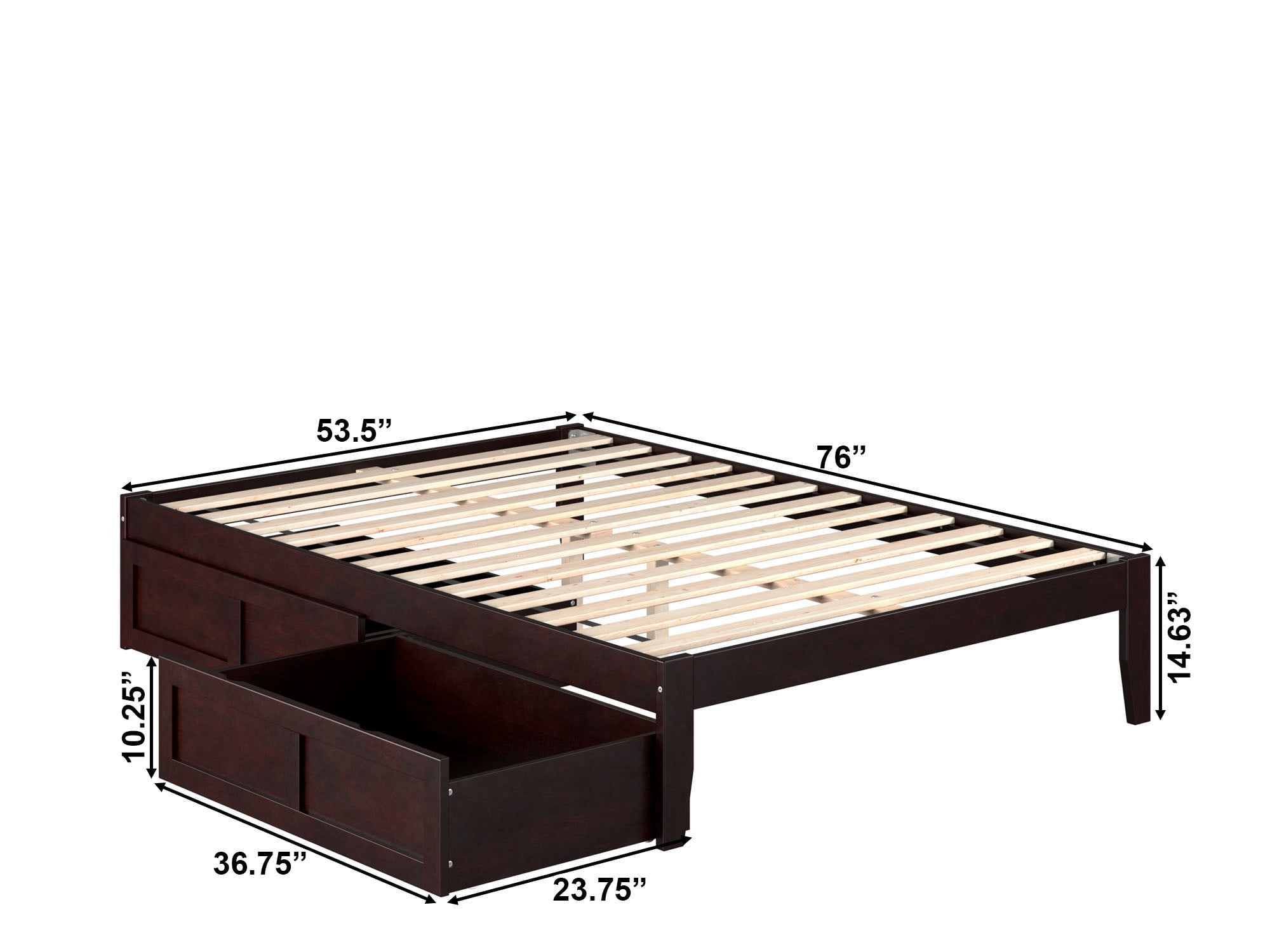 AFI Colorado 14" Full Wood Platform Bed Frame with Set of 2 Storage Drawers, Espresso