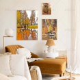 thumbnail image 4 of Póster de pintura en lienzo con decoración de otoño, hojas amarillas, vista otoñal, arte de pared, impresión de calabaza, imagen de Halloween, decoración de sala de estar, 4 of 5
