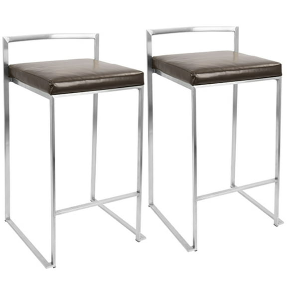 Fuji Stackable Counter Stool  Brown, Set of 2