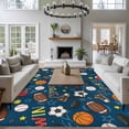 thumbnail image 3 of Navy Blue Sports Area Rugs 6'x9', Washable Small Throw Rugs for Kitchen Dining room, Football Basketball Rugby Baseball Indoor Outdoor Rug Non-Slip Low Pile Carpet Runner Reversible Floor Mats, 3 of 8