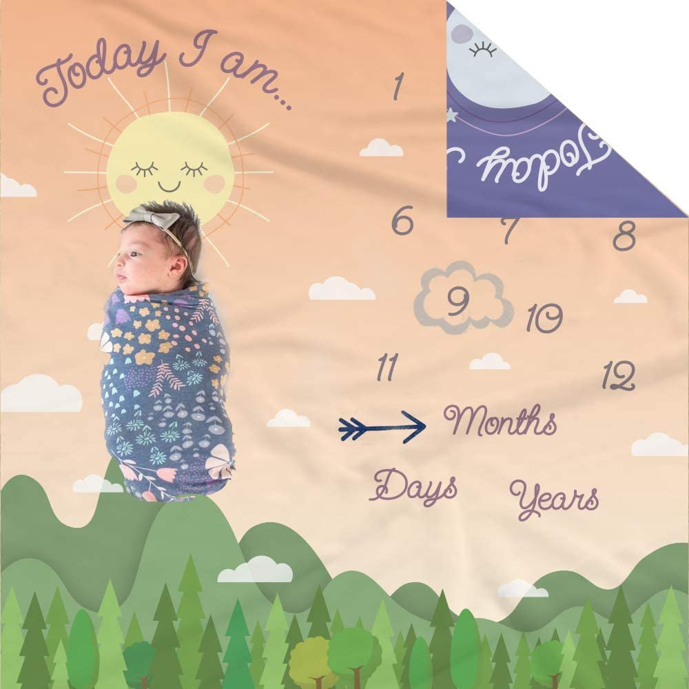 Double Sided Monthly Baby Milestone Blanket Month Blanket for Baby