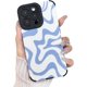 thumbnail image 1 of Funda para iPhone 13 Pro Max, de piel sintética suave de TPU y con un bonito diseño ondulado para mujeres y niñas, fina, protectora, a prueba de golpes, compatible con iPhone (azul, iPhone 13 Pro, 1 of 8