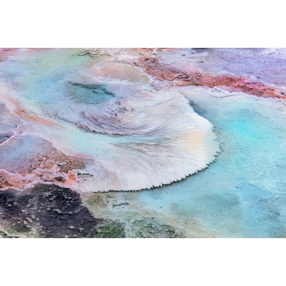 Artistic patterns at New Blue Spring in winter in Yellowstone National Park, Wyoming, USA Poster Print by Chuck Haney (24 x 36)