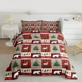 thumbnail image 2 of jejeloiu Wild Bear Queen Comforter Set,Jungle Wildlife Animals Bedding Sets,Red Patchwork Plaid Bedding Comforter Set For Girls Kids,Ultra Soft Home Decor Reversible,3-Piece, 2 of 8