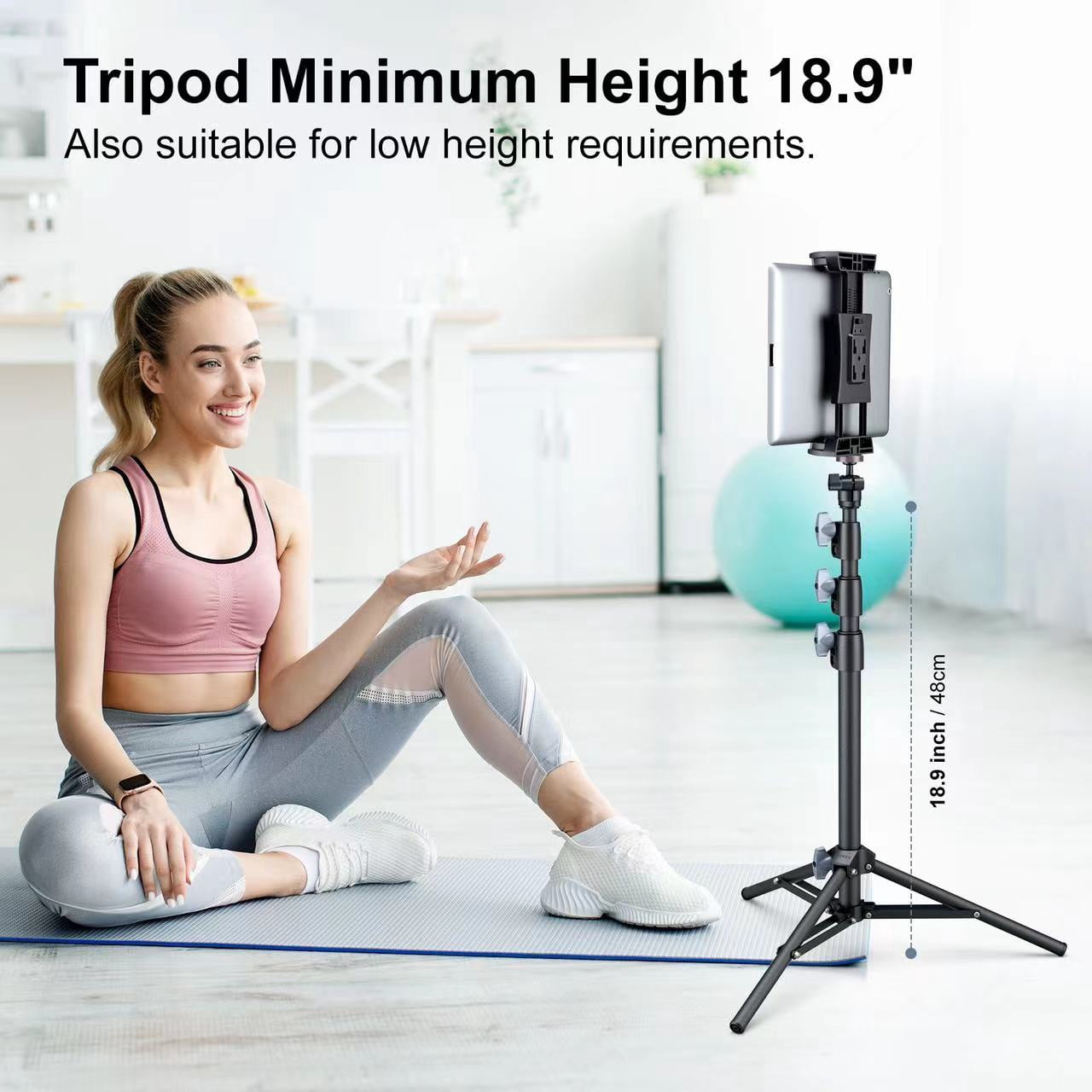 LINCO 55" Adjustable Steel iPad Tablet Tripod Stand with 360° Rotating Mic Stand Phone Holder