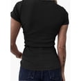thumbnail image 2 of Women Tops V Neck Shirts Short Sleeve Casual Ribbed Slim Fitted T Shirts for Summer, 2 of 7