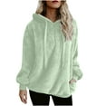 thumbnail image 2 of Women's Long Sleeve Pocket Solid Color Warm Pullover Hooded Sweatshirt Basic Winter Clothing Outfits Fall Clothes, 2 of 8