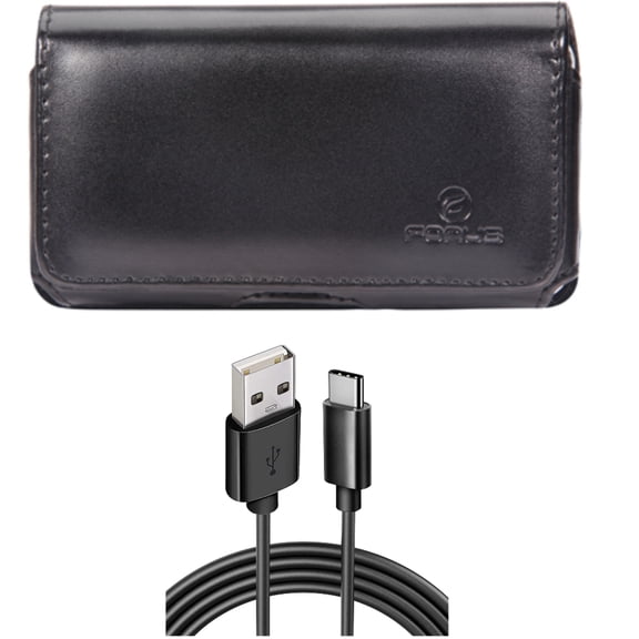 Case Belt Clip w 6ft USB Cable for Samsung Galaxy S20 - Leather Swivel Holster Loops Cover, Type-C Charger Cord Power Wire USB-C J1G fits Samsung Galaxy S20