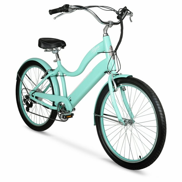 Hyper Bicycles Cruiser Electric Bike, 26 inch Wheels Womens Ebike, 36 volt, 20+ Mile Range, Pedal Assist, Turquoise