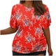 thumbnail image 1 of Fiudx Ofertas Flash Artículos En Oferta Camiseta de Manga Corta Grande con Cuello Redondo Plisada y Cintura de Manga Corta Informal a La Moda para Mujer, 1 of 5