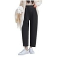 thumbnail image 2 of ShaoRunShi Maternity Pants Over the Belly Wide Leg Pants Adjustable High Waist Pregnancy Work Cropped Pants with Pockets, 2 of 8