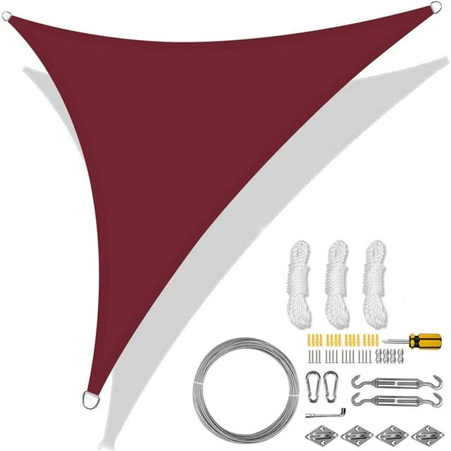 Voile d'Ombrage Triangulaire Imperméable, Toile d'Ombrage pour Jardin avec Kit de Matériel
